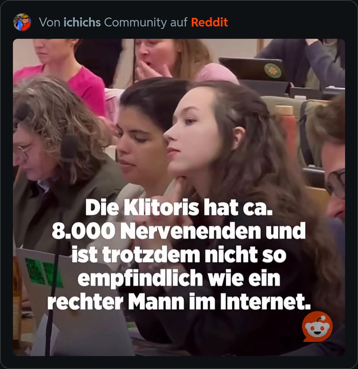 ​Die Klitoris hat ca. 8.000 Nervenenden und ist trotzdem nicht so empfindlich wie ein rechter Mann im Internet.